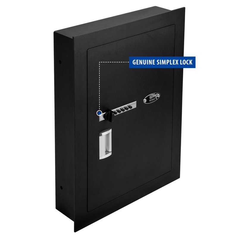 Black Steel Biometric In-Wall Safe with LED Light