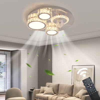 Ventilateur de plafond intelligent en cristal à 3 pales Meiyee avec ensemble d'éclairage inclus