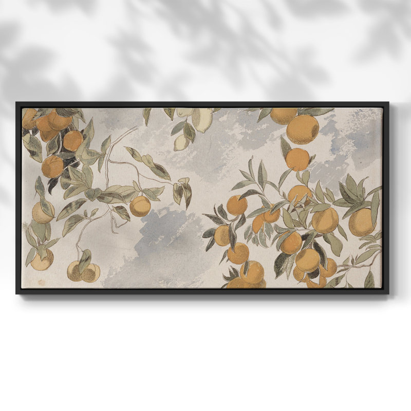 Botanical Series-CDXLIV- Toile tendue avec châssis tendue, prête à être accrochée, H 17 po x l 33 po, Noir