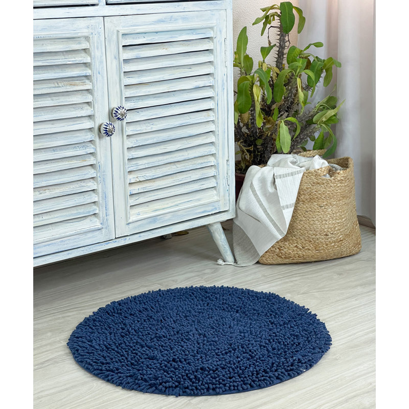 Virginio Non-Slip Bath Rug, Navy Blue