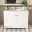 Meuble-lavabo moderne de 43 pouces avec dessus en marbre artificiel, rangement multifonctionnel et structure solide et durable (un seul trou pour robinet)