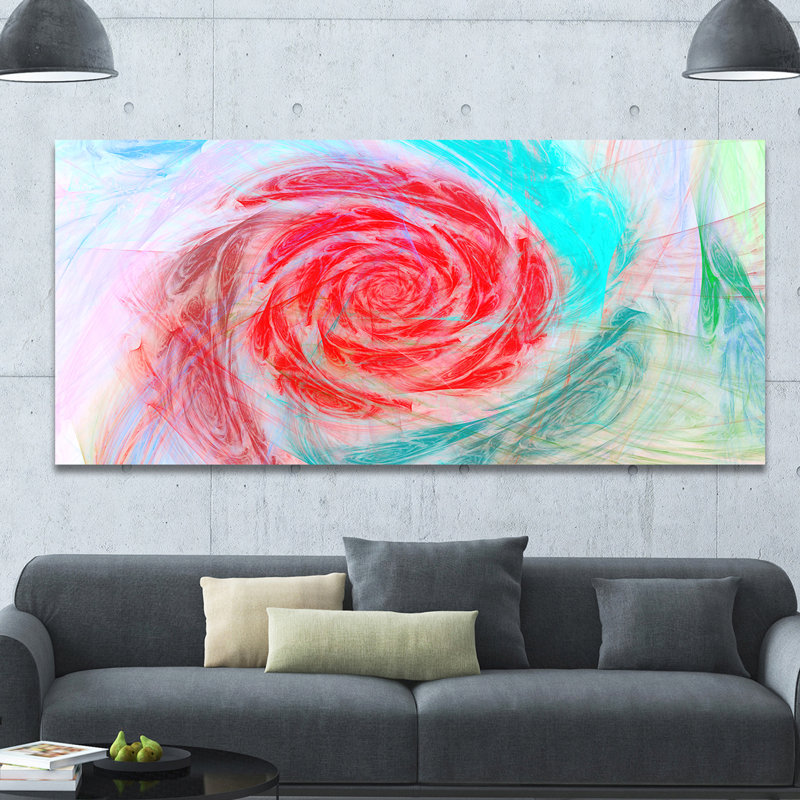 « mystérieux abstract rose », reproduction d’art sur toile tendue, H 28 po x l 60 po x p 1,5 po