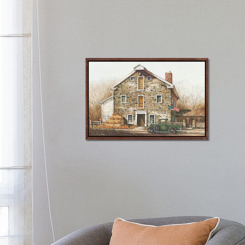 Fall Is In The Air by John Rossini - Painting on Canvas, 45.72cm H x 66.04cm W x 3.81cm D, Classic Brown Wood Framed