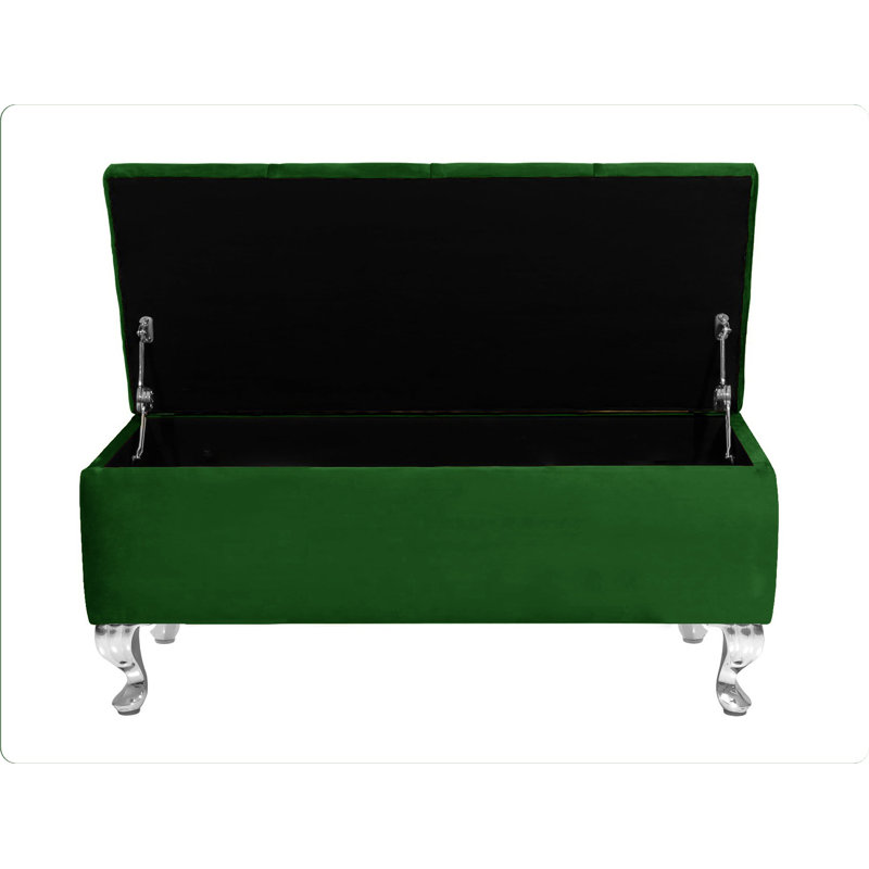 Londona Wide Velvet Tufted Rectangle Solid Color Standard Ottoman Bench with Storage, Upholstery Footstool End of Bed Bench