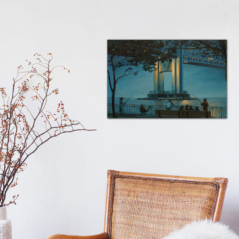 Pont Verrazano au crépuscule par Nick Savides - reproduction d'art, Toile tendue, H 12 po x l 18 po x 1,5 po