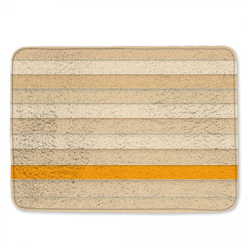 Tapis de bain beige à rayures orange, L 24 po x L 17 po