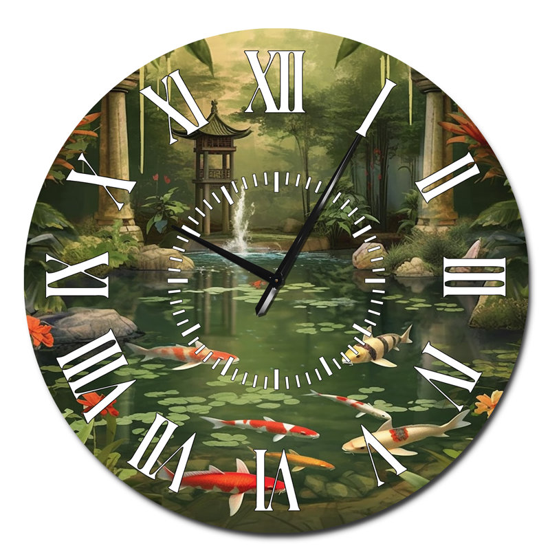 Horloge murale Bamboo And Koi Pond, Surdimensionné