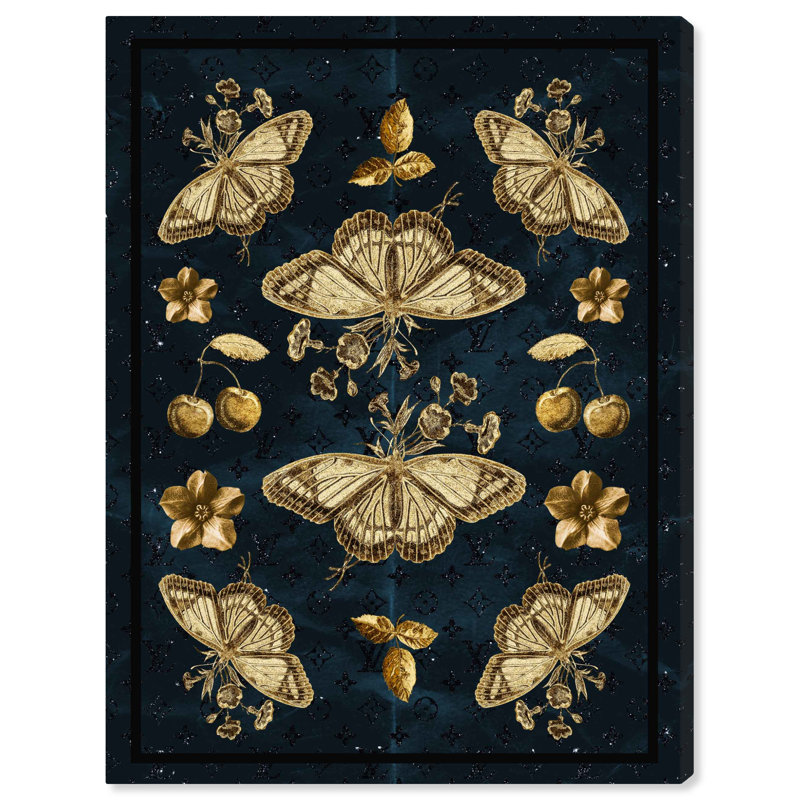 «Gold Lux Scarf Elegant Butterfly», art mural par Art Remedy, Toile tendue, H 24 po x l 20 po
