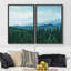 "Blue Mountain Range Green Forest Trees", impression de paysage sur toile, 2 pièces-92285529-92285533