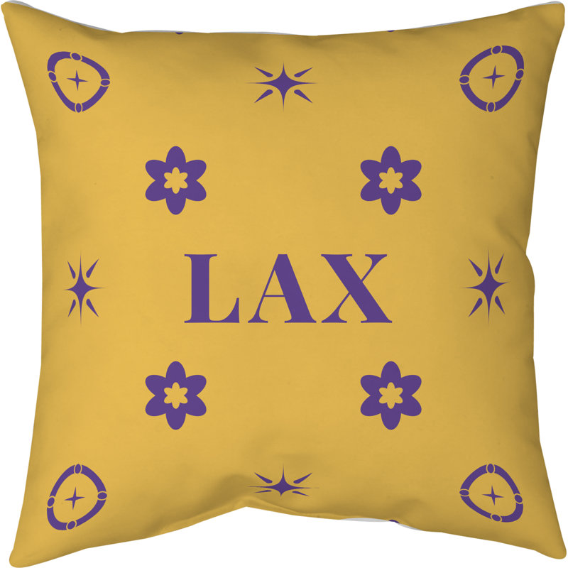 Coussin en coton Los Angeles, 16" H x 16" W, Los Angeles mauve / or / mauve