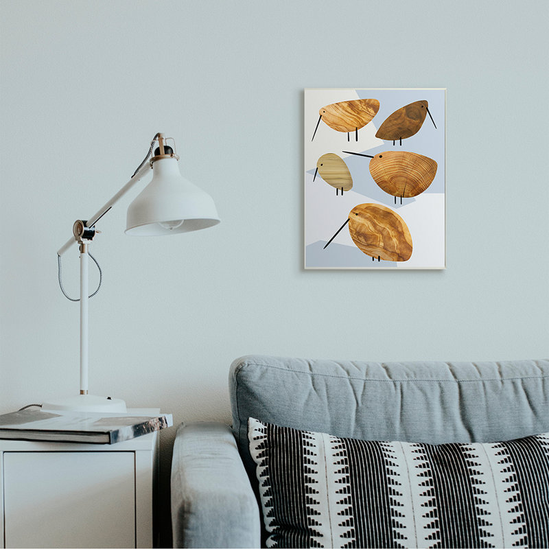 «Abstract Abstract Tree Birds Blue Geometric Shapes» par Daphne Polselli - impression d'art graphique, Plaque murale