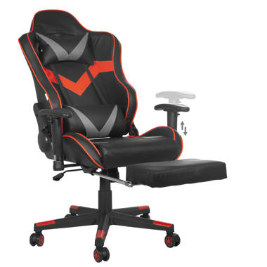 Inbox Zero Adjustable Reclining Faux Leather Swiveling PC & Racing Game Chair with Footrest Inbox Zero Color: Gray