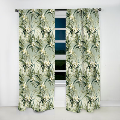 Bamboo Fusion Tropical Pattern II - Floral Curtain - Velvet Room Darkening - 1 panel