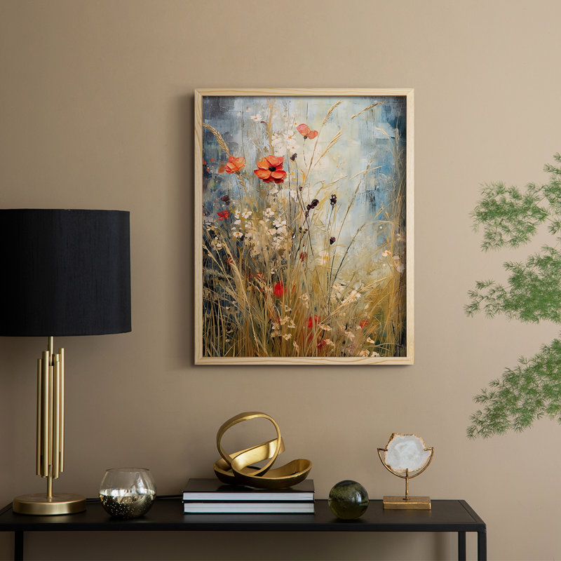 Reproduction encadrée FLORAL Series DCCDXV - bois massif, Naturel, H 15 po x l 12 po