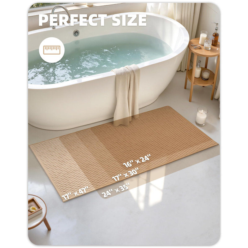 Tapis pour salle de bain en chenille, L 30 po x l 17 po, Kaki