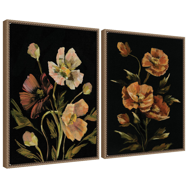 «Beaded Moody Floral», ensemble de 5 toiles encadrées par Annie Quigley