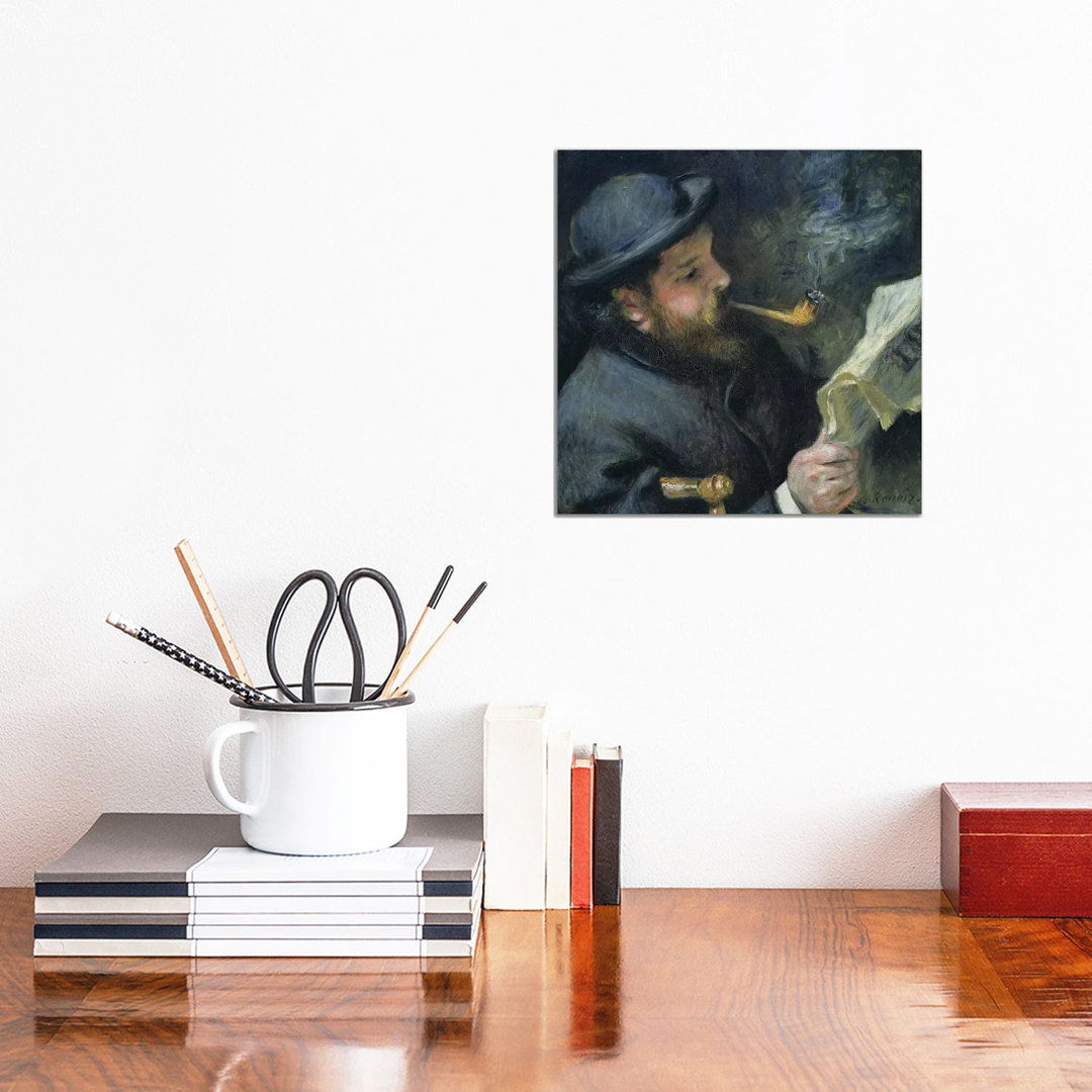 Claude Monet Reading A Newspaper, 1872 by Pierre-Auguste Renoir - Wrapped Canvas Gallery-Wrapped Canvas Giclée