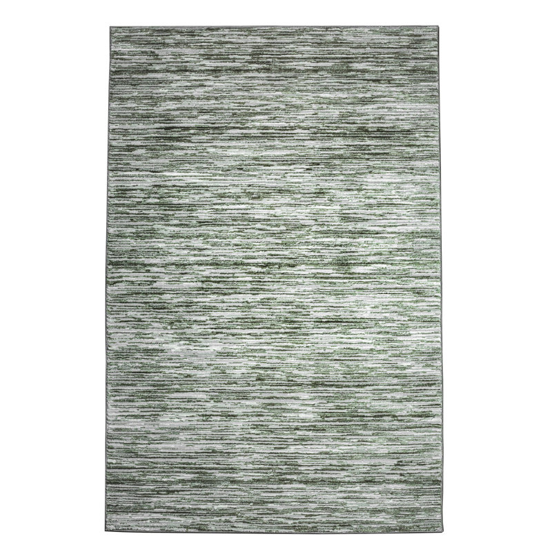 Davide 1228 Transitional Striated Green Area Rug, Rectangle 5'3" x 7'3"