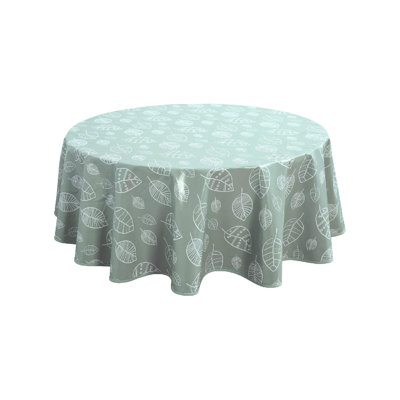 Round Oilcloth PVC Wipe Clean Tablecloth 160 Cm 62" Leaves Sage Green