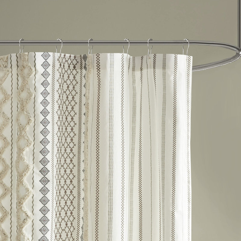 Ahnaish Cotton Shower Curtain, Ivory