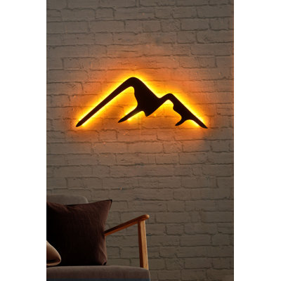 Élégant éclairage décoratif à DEL jaune avec base en panneau de fibres à densité moyenne noir (0,1 po d'épaisseur), 27,6 po x 9,8 po | 60 DEL / m, sortie 12 V CC 1 A, cordon de 12,3 pi, système de suspension murale intégré | Parfait pour la décoration intérieure et l'ambiance