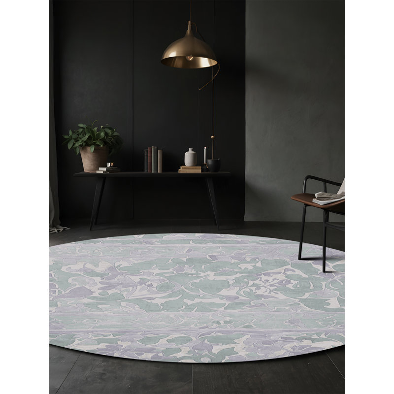 Tapis gris lavable à la machine, Rond 6 pi