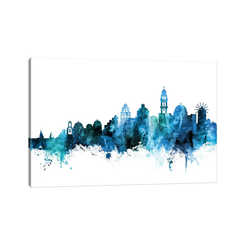 Santorini Skyline by Michael Tompsett - Wrapped Canvas Gallery-Wrapped Canvas Giclée, 20.32 cm H x 30.48 cm W