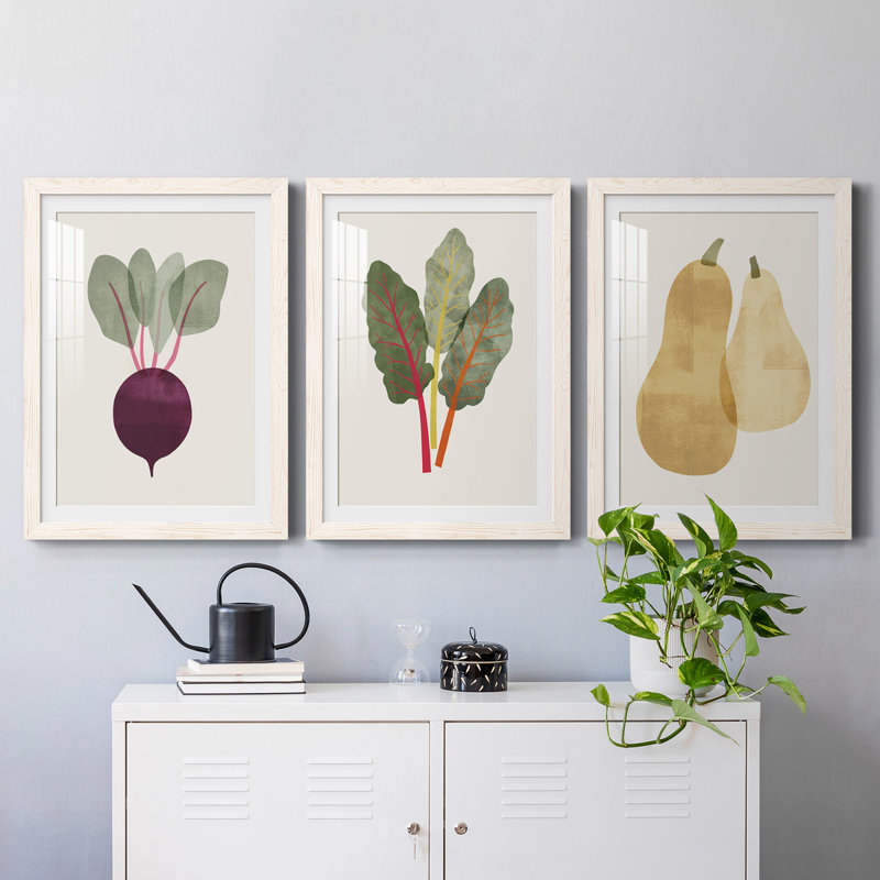 Organic Veg IX - ensemble de 3 cadres photo, H 31,5 po x l 47 po x P 1,5 po, Blanc