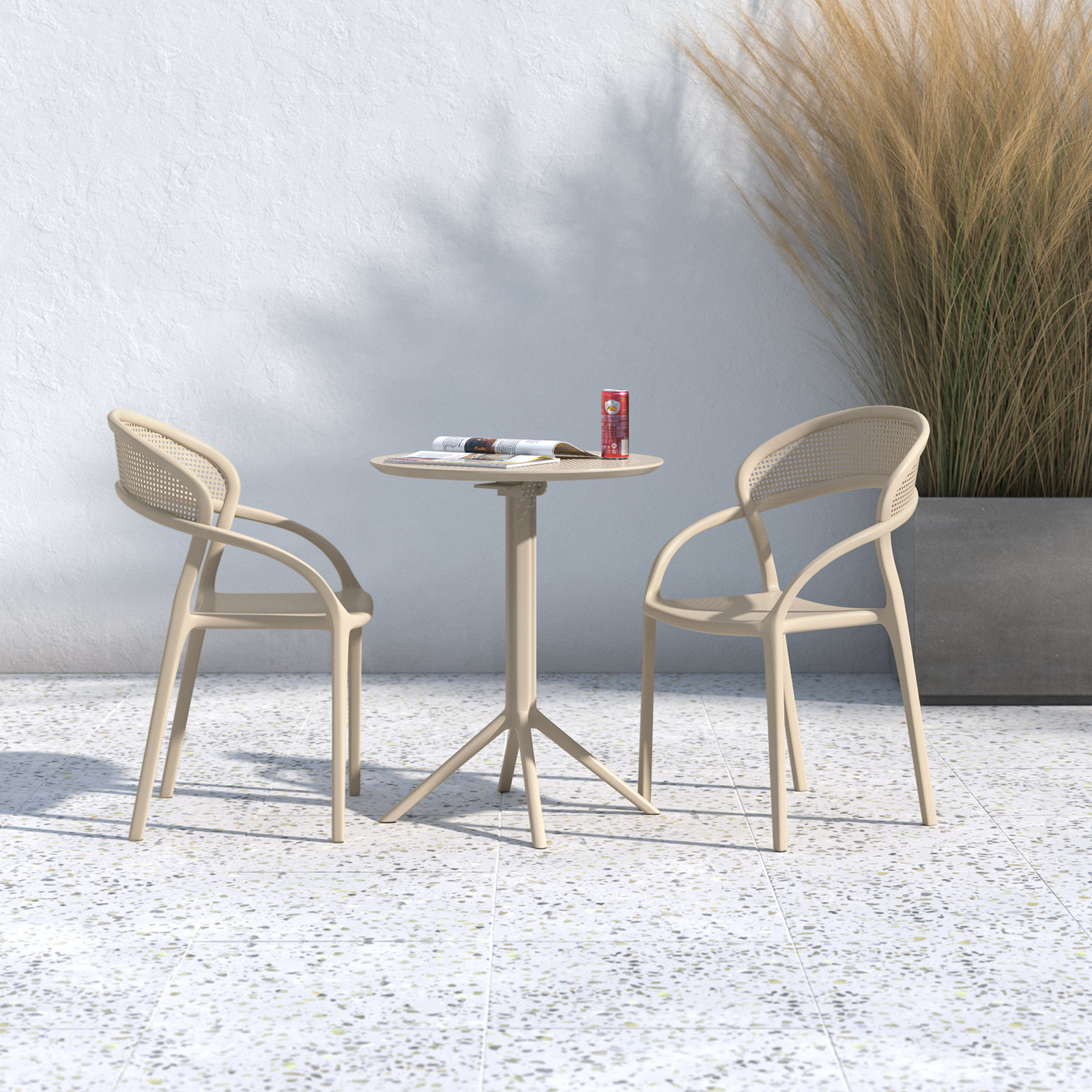 Farrah 24" Patio Bistro Set, Taupe
