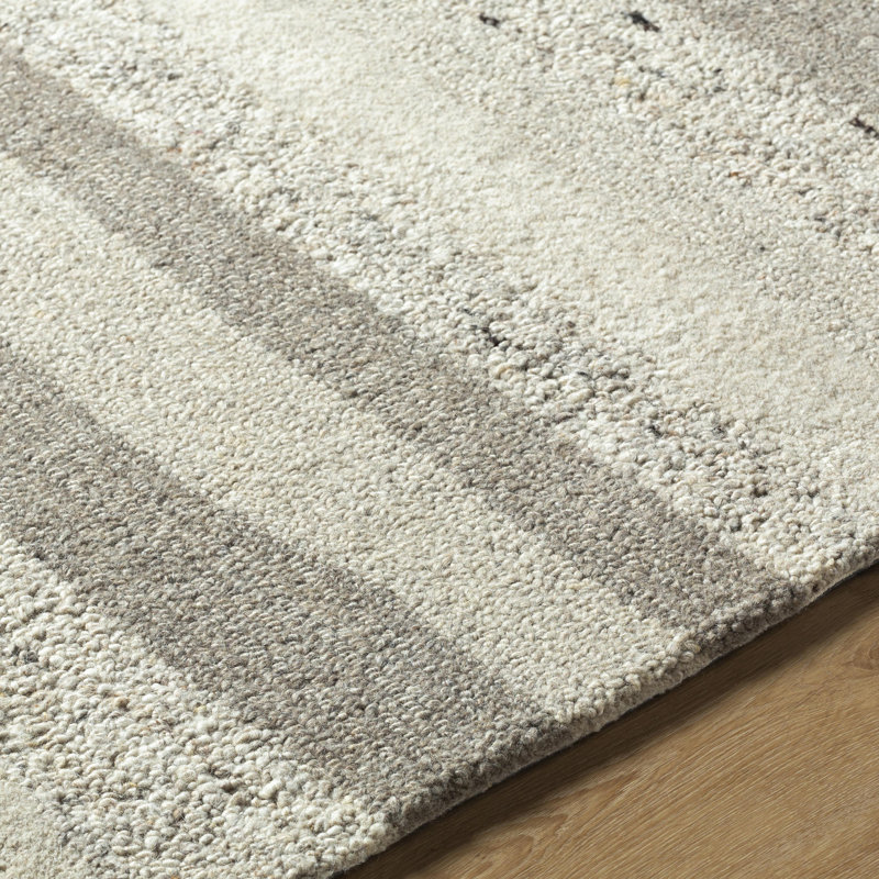 Altonya Hand Tufted Wool Striped Rug, Rectangle 9' x 12'