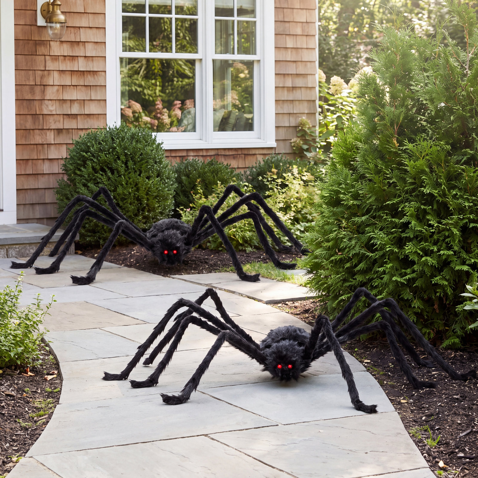 Halloween Giant Fake Hairy Spider, 63-inch, Black, 2Pcs