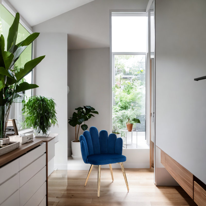 Fauteuil en velours Yeldem, Bleu