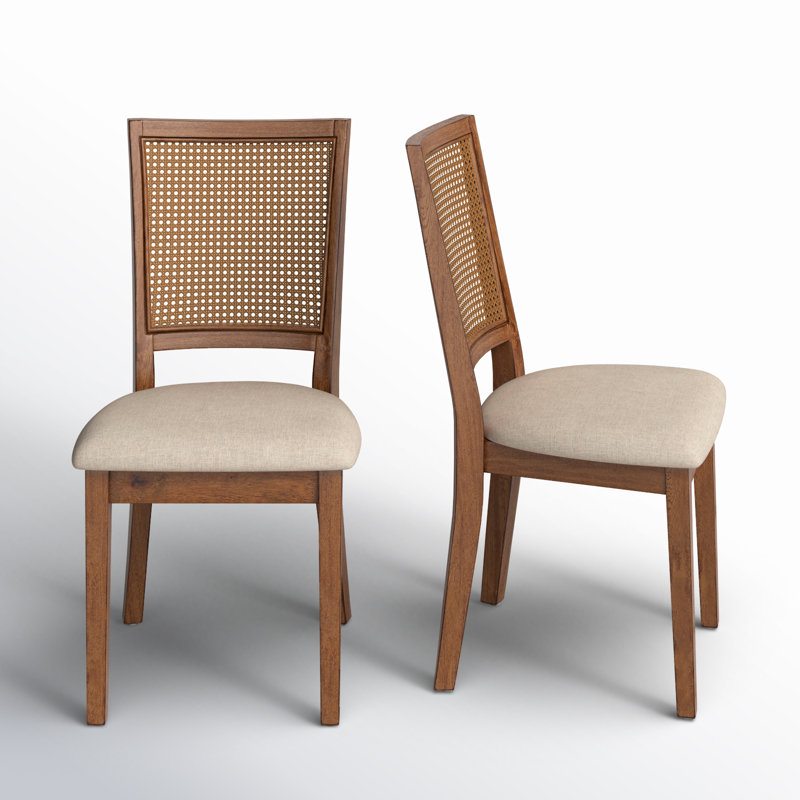19.25'' H Linen Upholstered Side Chair, Oak