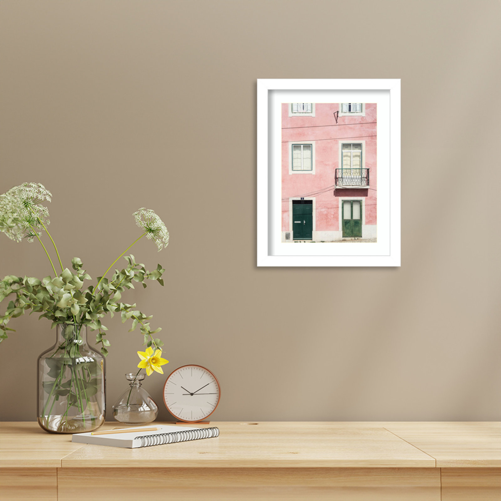 Pink Parade by Shot by Clint Wood Framed Wall Art Print, 13" H x 10" W, White