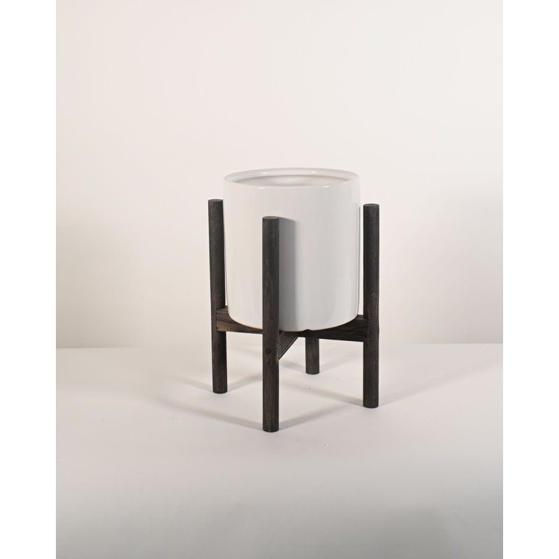 Pot à fleur en céramique Odessa, Blanc / Ébène