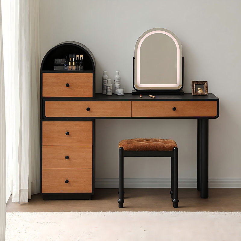 Coiffeuse et commode extensible 51,97 po avec tabouret de maquillage et miroir