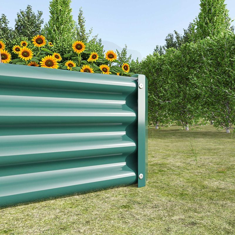 Rectangle Metal Raised Garden Bed (), 11.81" H x 44.69" W x 91.34" D, Green