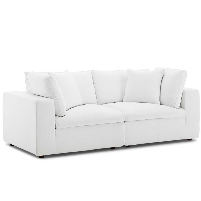 Modway Copper Grove Hrazdan Down-filled Over-stuffed 2-piece Sectional Sofa Set, White 100% Polyester