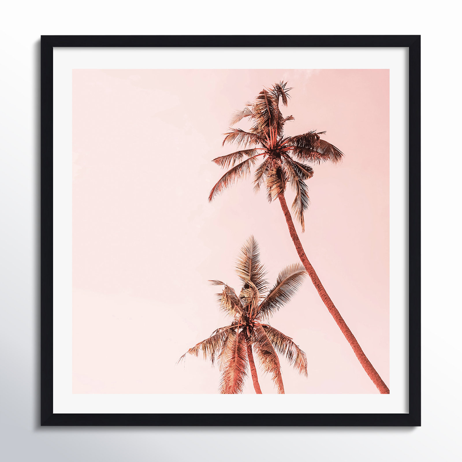 Sunset Palm Trees by Gale Switzer, 12" H x 12" W x 0.75" D, Black Single Picture Framed, Yes