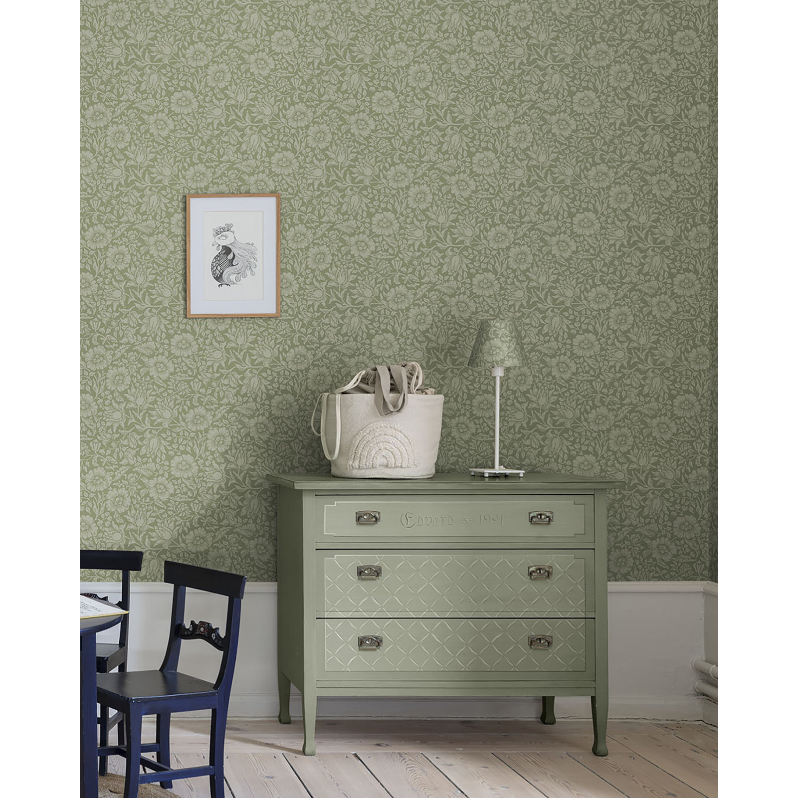 Mallow Floral Wallpaper, Green