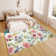 Large Flower Living Room Rug Washable Bedroom Rug Non-Slip Colorful Vintage Accent Floor Carpet For Home Decor