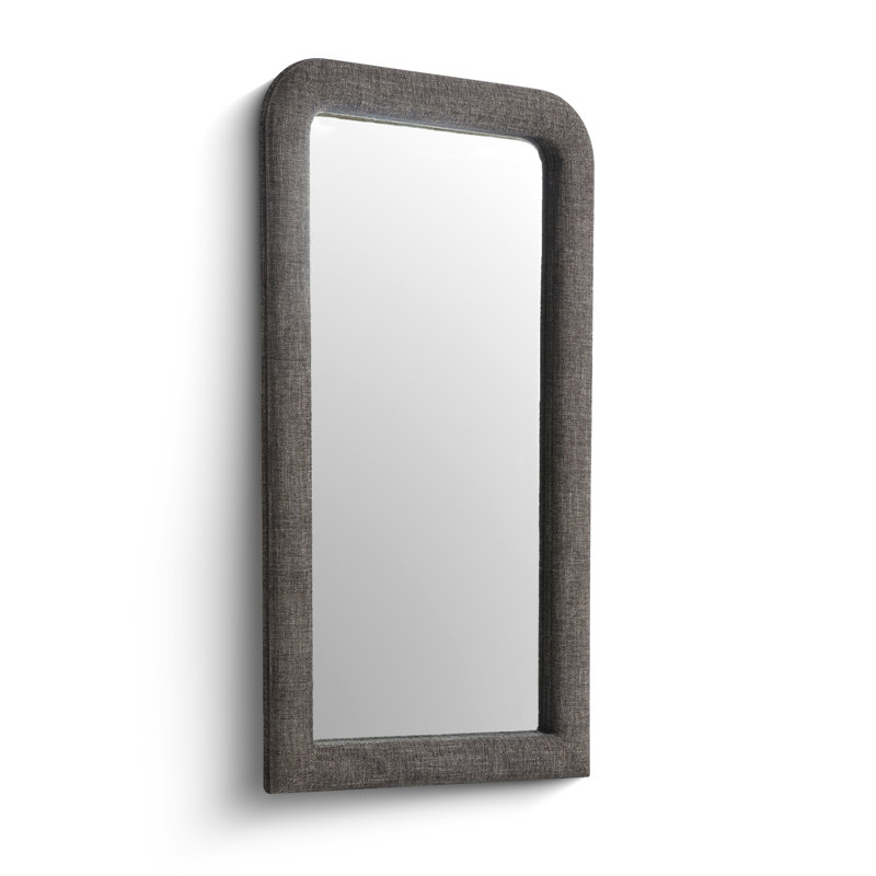 Miroir de plancher surdimensionné en tissu espresso Heidi