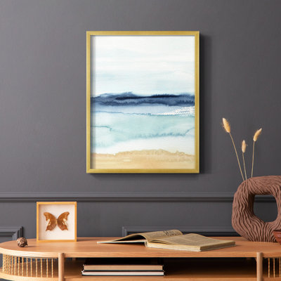 Watercolor Ocean Horizon II Framed Print - Solid Wood