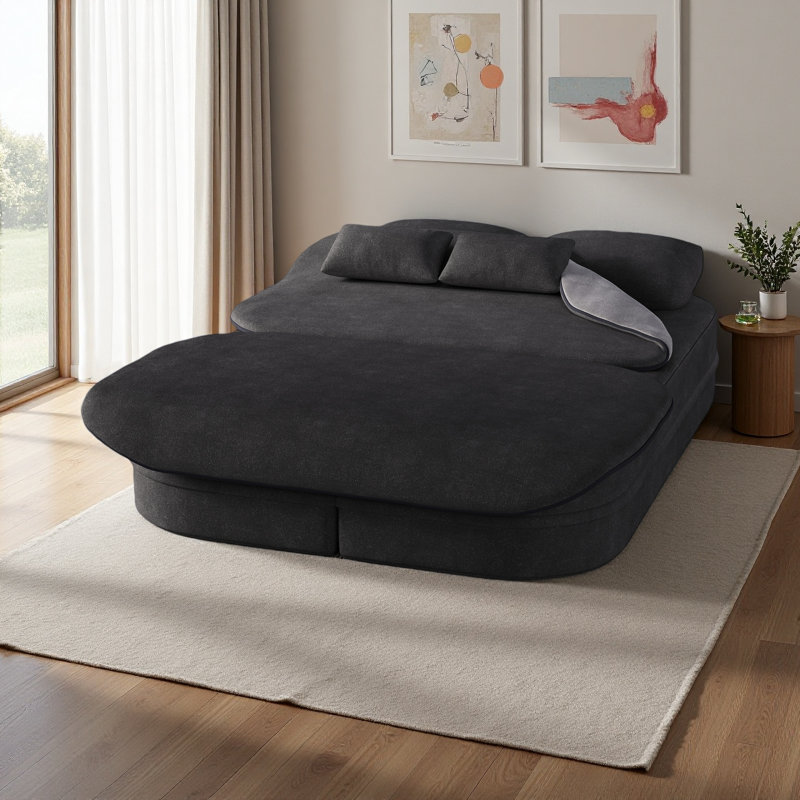 Canapé-lit pliable 75 po 2-en-1, canapé-lit convertible en mousse avec couverture multifonctionnelle, canapé-lit pliant en chenille, canapé-lit pour salon