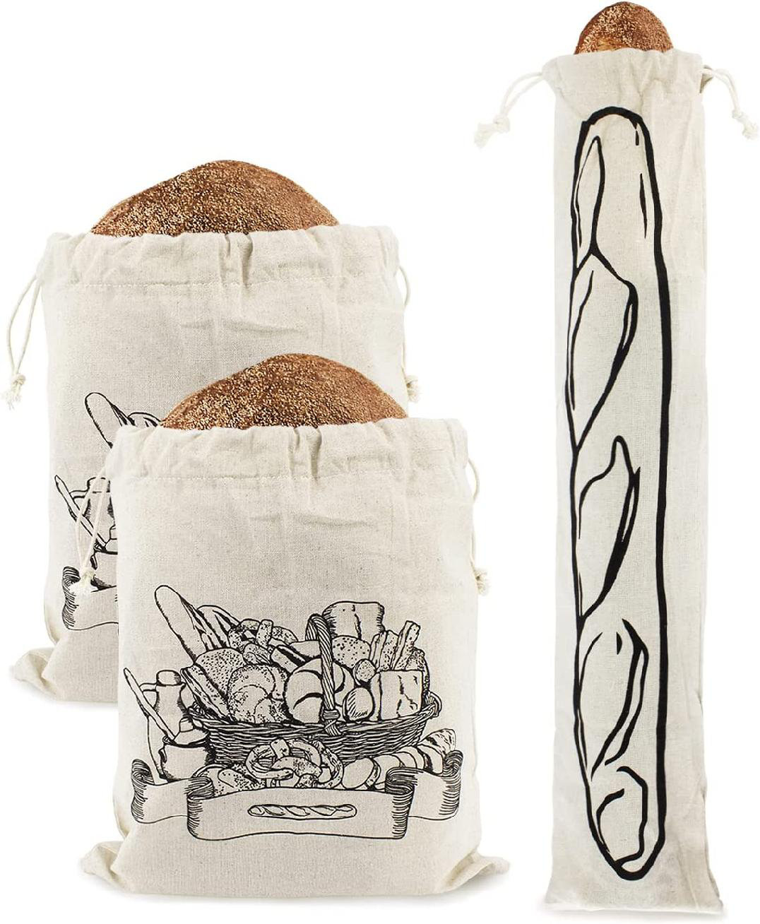 Linen Bread Bags For Food Storage With Drawstring