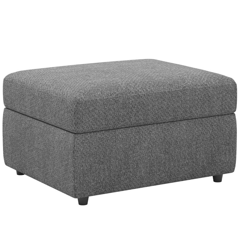 Ensemble de repose-pieds avec rangement pour canapé et table basse Rafael, Chenille gris pâle