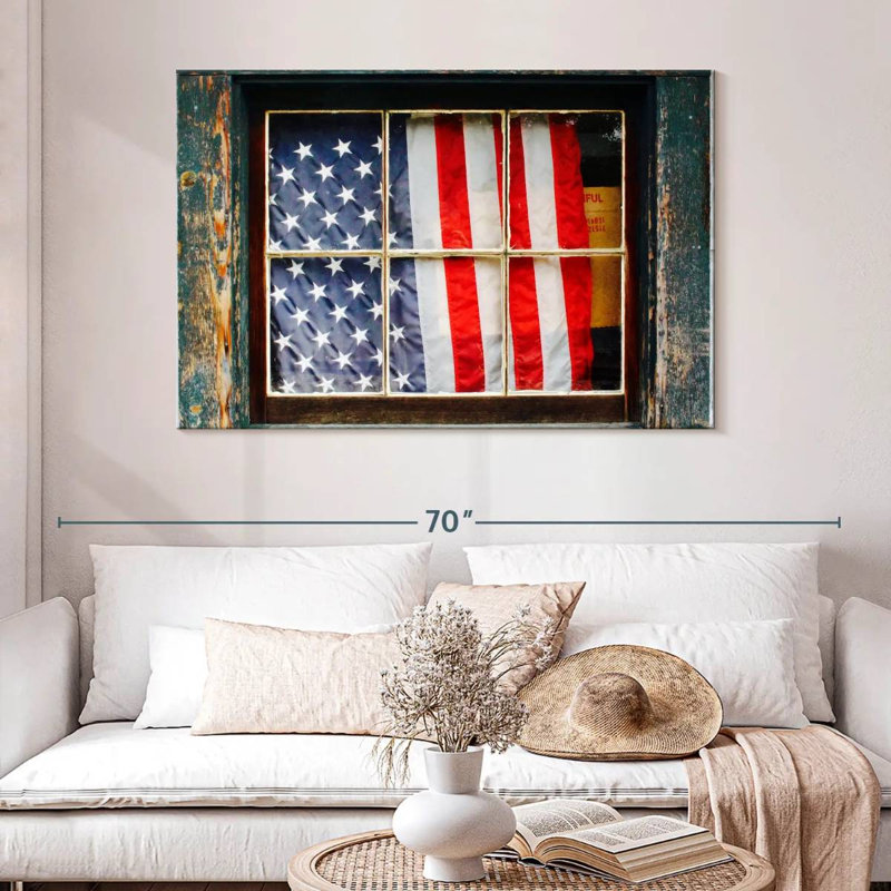 Borges American Flag On Window, 32" H x 48" W