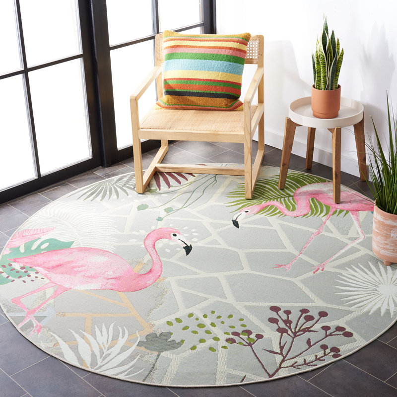 Izabella 500 Performance Geometric Indoor/Outdoor Area Rug, Round 8'