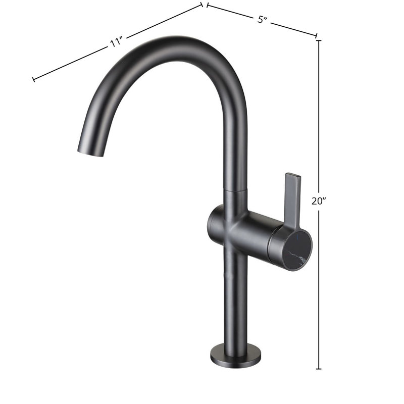 DAX Portofino Single Handle Vessel Brass Bathroom Faucet, Gunmetal