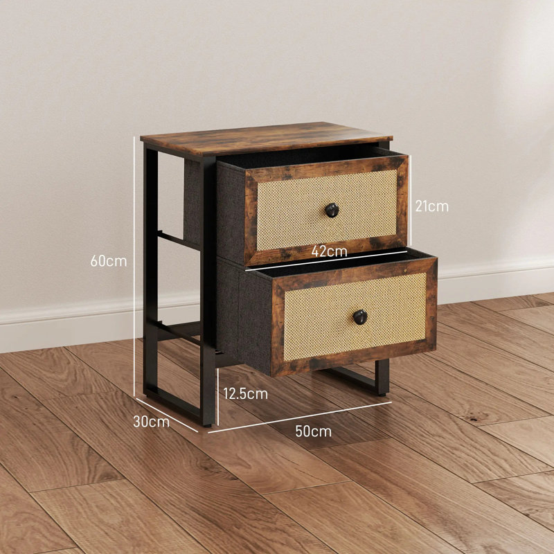 50cm W Steel Bedside Table